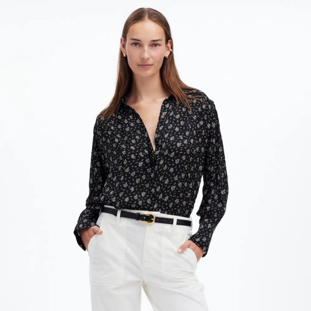 NWT Madewell Long-Sleeve Button-Front Top